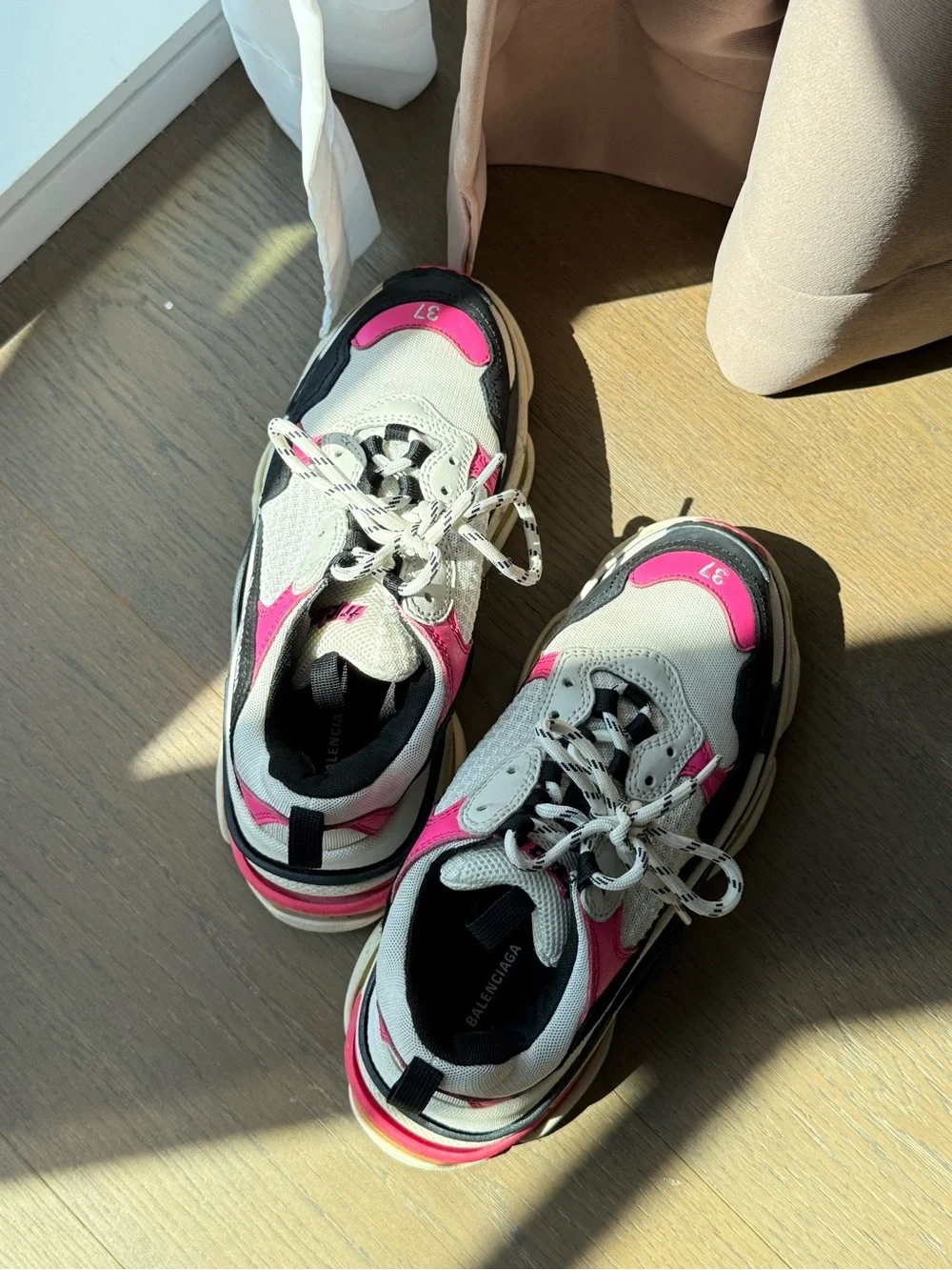 Balenciaga Triple S Sneakers in Pink & Black